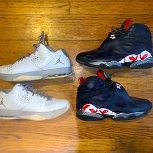 2 pairs of Jordan shoes size 13. Jordan Retro 8’s and Jordan 5am trainers